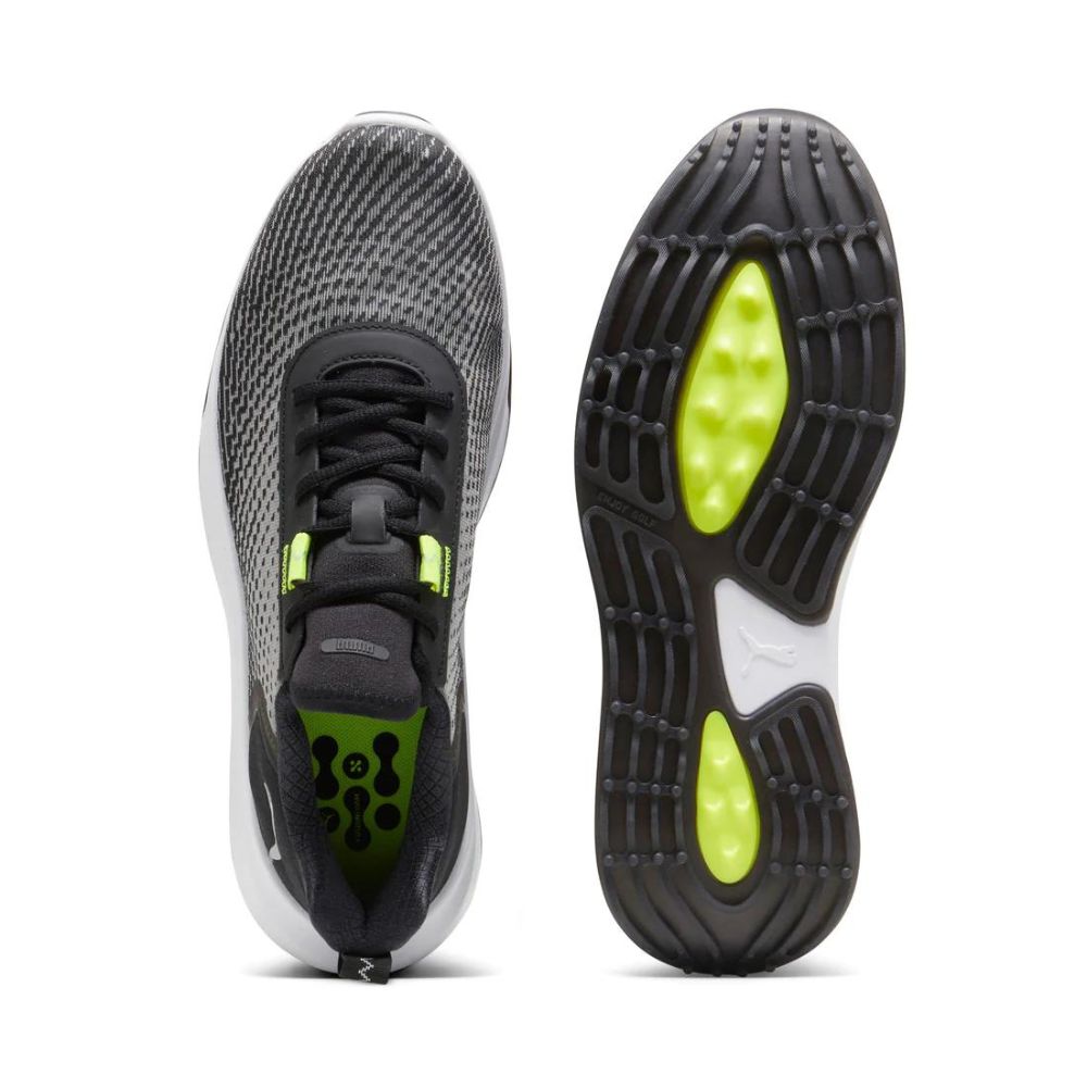 Puma Men&#39;s FUSION CRUSH SPORT Wide Spikeless Golf Shoes - Puma Black/Electric Lime