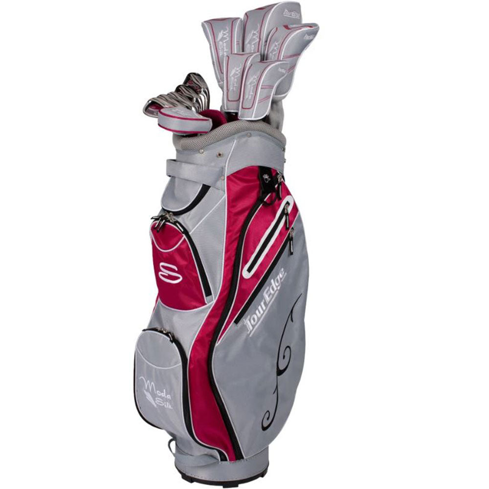 Tour Edge Moda Silk Womens Complete Golf Set w/ Bag Silver/Ruby