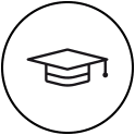 Icon with a graduation cap enclosed in a circle